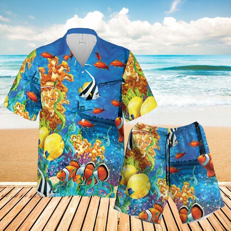 Undersea Aloha Hawaiian Shirt - Watercolor Undersea Artwork Hawaiian Shirt, Sea Fish Hawaiian Shirt For Men & Women, Sea Lover