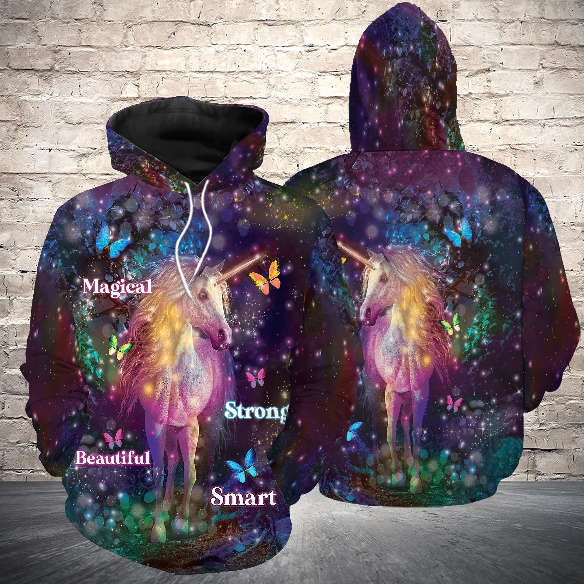 Unicorn Pattern Pullover Premium Hoodie Magical Beautiful Strong Smart, Perfect Outfit For Men And Women On Christmas New Year Autumn Winter - Image 2