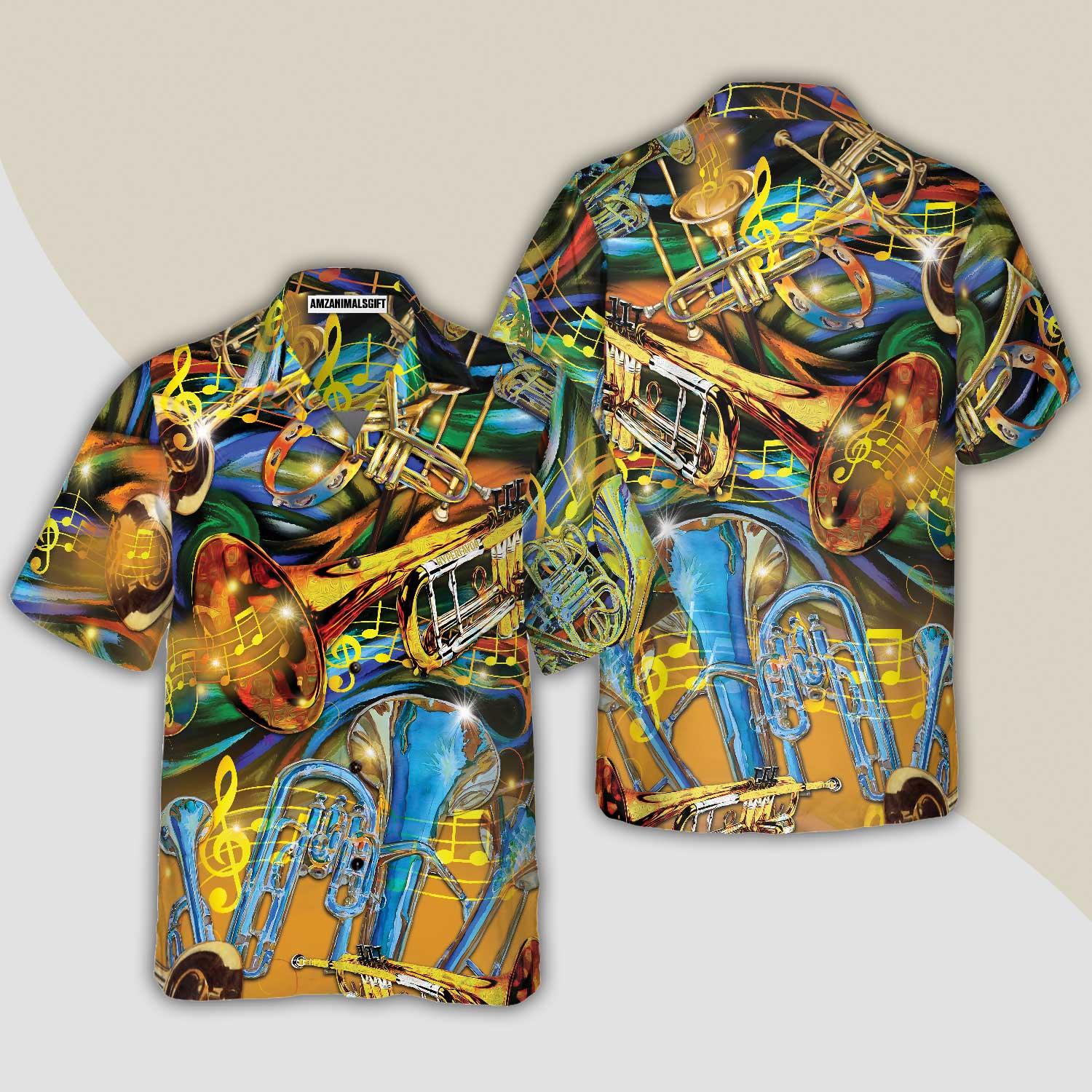 Unisex Saxophone Aloha Hawaiian Shirt For Summer, Colorful Shirt For Men Women, Perfect Gift For Friend, Team, Family, Music Saxophone Lovers