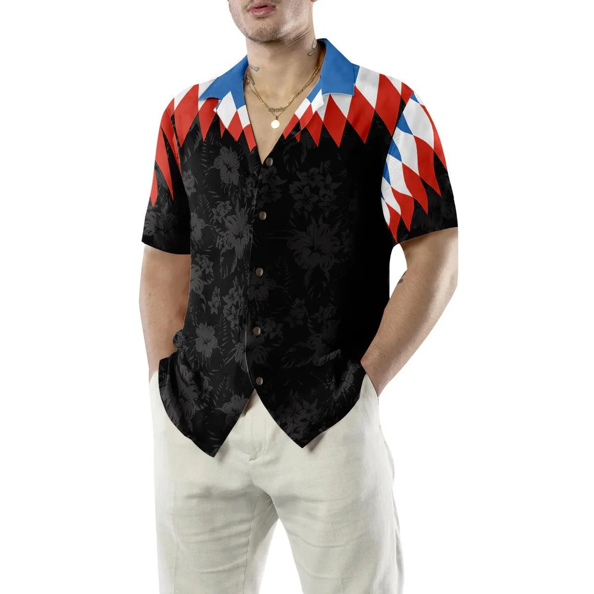 US Flower Vintage Hawaiian Shirt, Tropical Flowers Hawaiian Shirt For Men - Perfect Gift For Lover, Friend, Family - Image 5