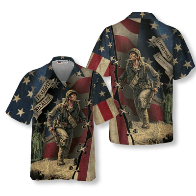 Veteran Hawaiian Shirt, A I fought because I loved that what I left behind Aloha Shirt For Men - Gift For Veteran, Husband, Boyfriend, Family, Friends - Image 2
