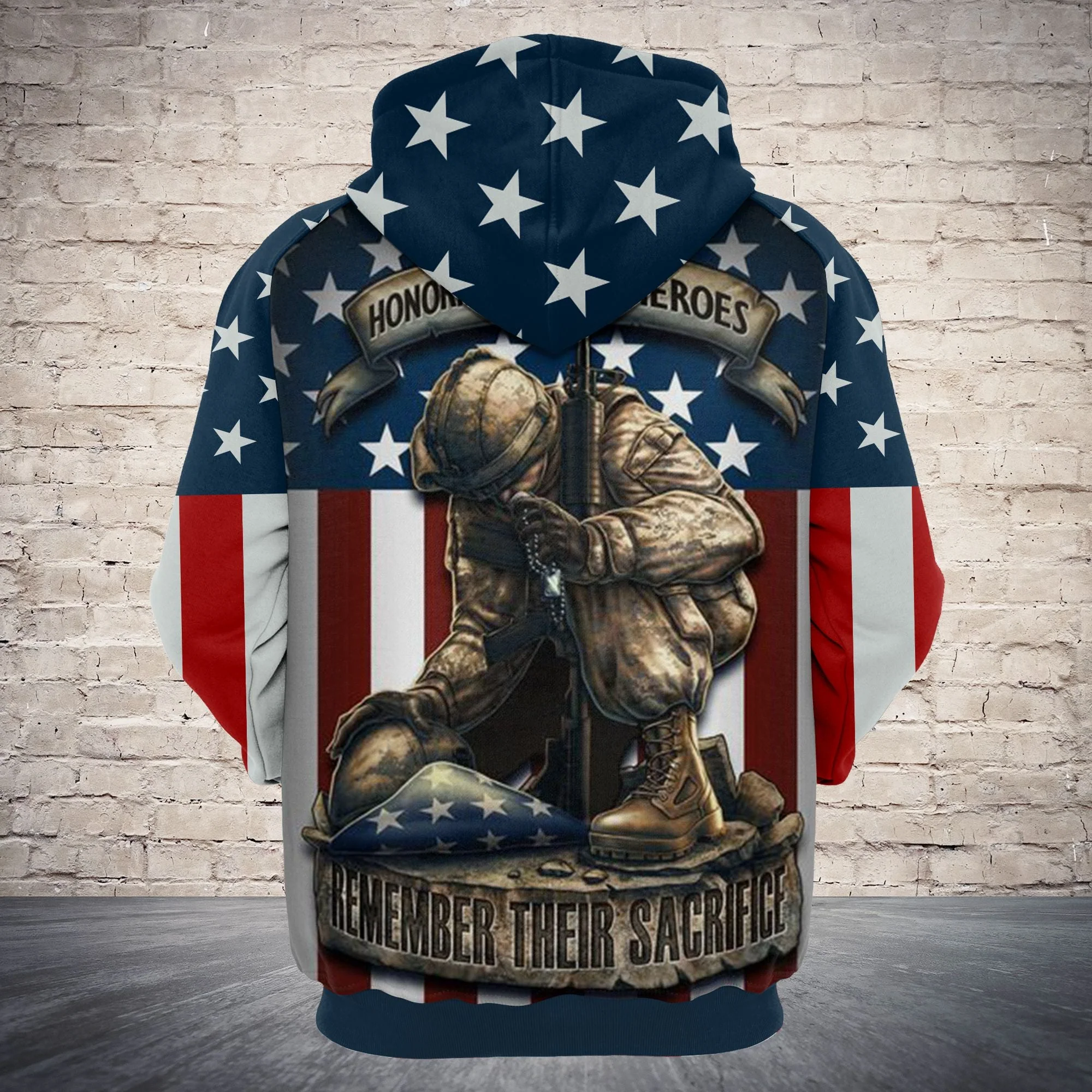 Veteran US Flag Forever Pullover Premium Hoodie Remember Their Sacrifice, Perfect Outfit For Men And Women On Christmas New Year Autumn Winter - Image 3