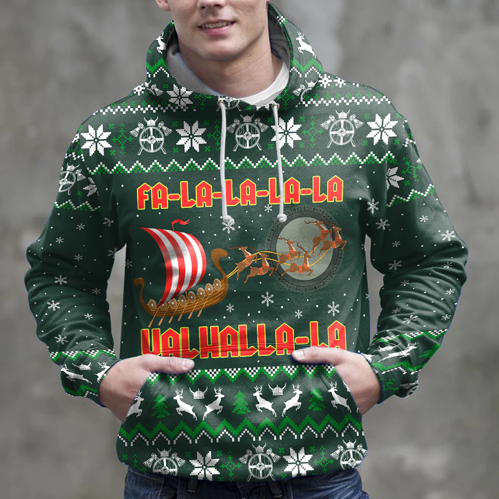 Viking Christmas Pullover Premium Hoodie Fa-la-la Valhalla-la, Perfect Outfit For Men And Women On Christmas New Year Autumn Winter