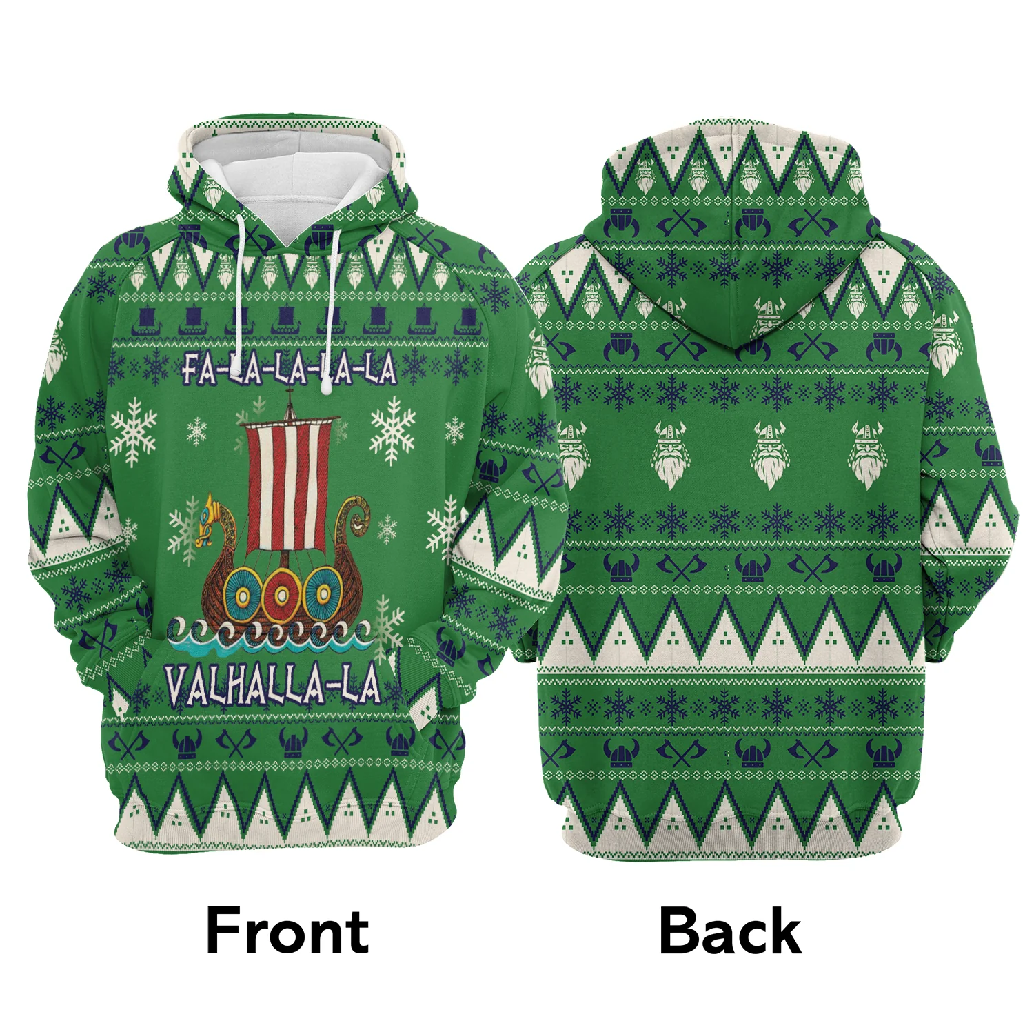 Viking Premium Christmas Hoodie, Fa-La-La-La-La Christmas Unisex Hoodie For Men & Women - Perfect Gift For Christmas, Friends, Family - Image 3