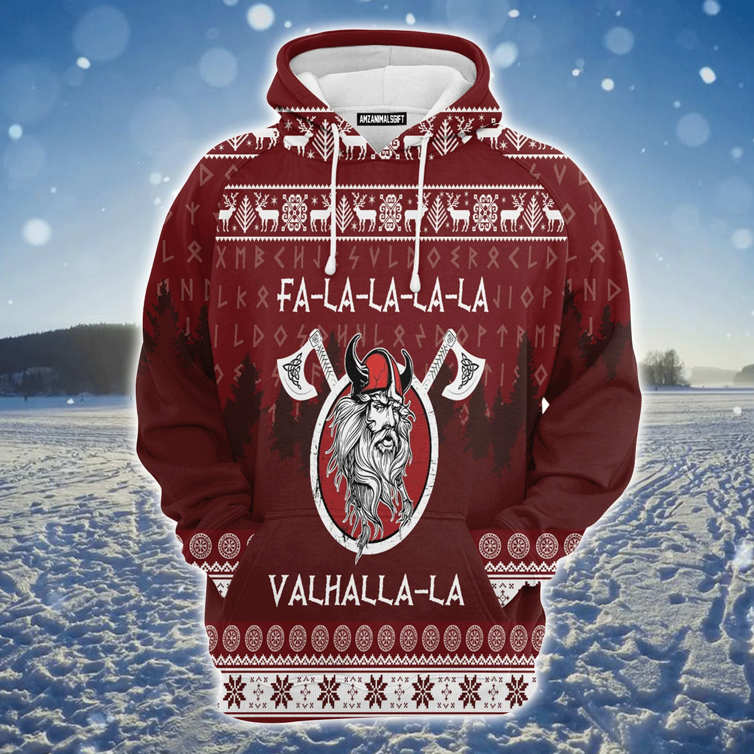Viking Premium Christmas Hoodie, Fa-la-la-la-la Valhalla-la Viking Unisex Hoodie For Men & Women - Perfect Gift For Christmas, Viking Lover