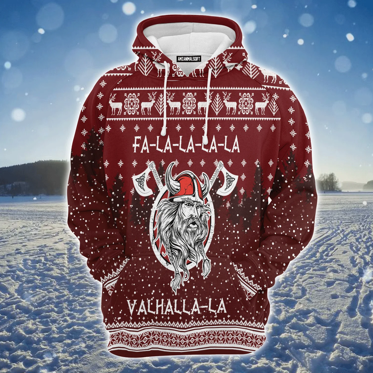 Viking Premium Christmas Hoodie, Viking Fa La La La Valhalla-la Unisex Hoodie For Men & Women - Perfect Gift For Christmas, Viking Lover