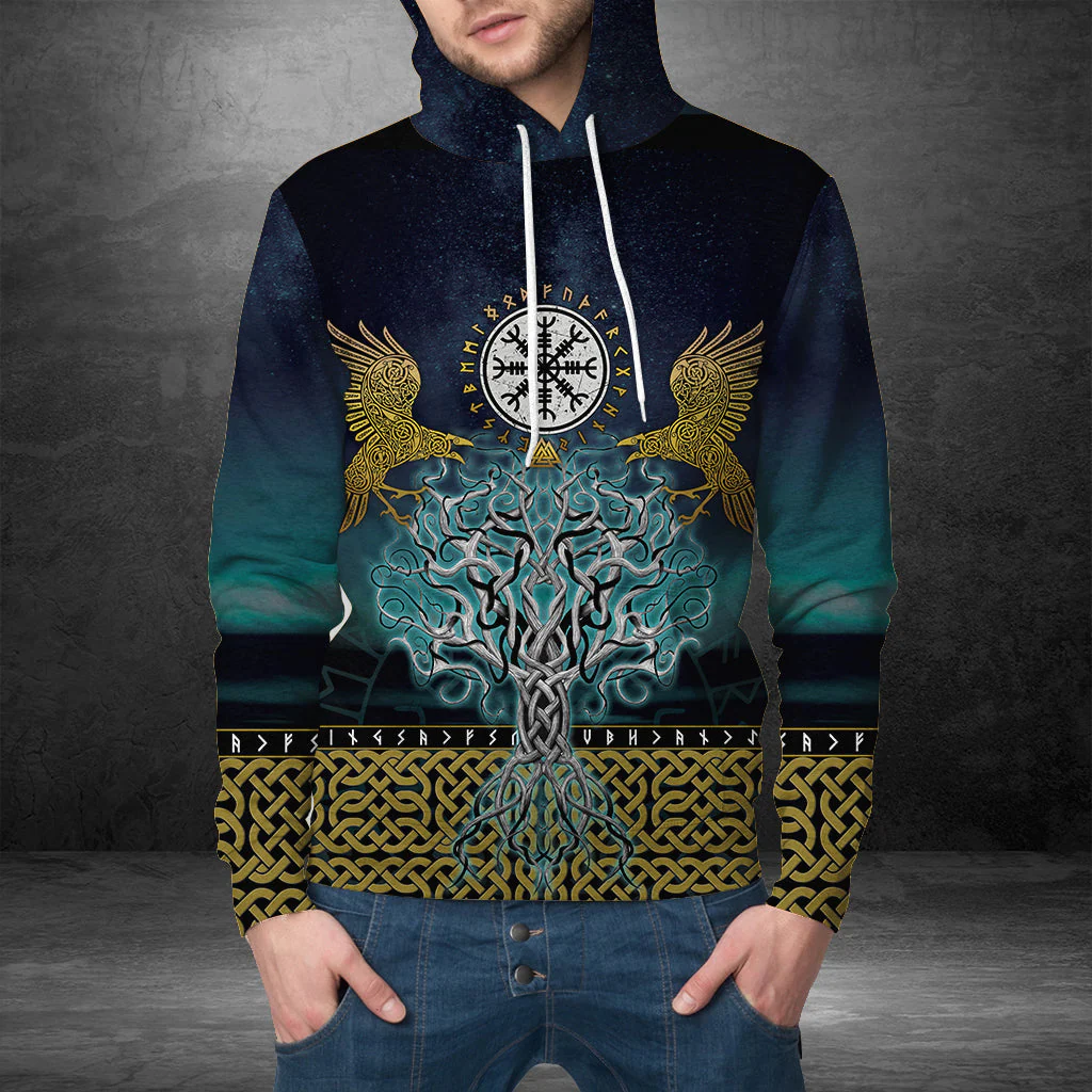 Viking Vegvisir Tree Of Life Pullover Premium Hoodie, Perfect Outfit For Men And Women On Christmas New Year Autumn Winter - Image 3