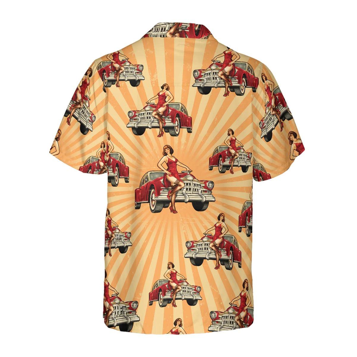 Vintage Car Hawaiian Shirt, Vintage Car And Chick For Dinner Hawaiian Shirt, Summer Aloha Shirt - Perfect Gift For Men, Women, Friend, Family - Image 3