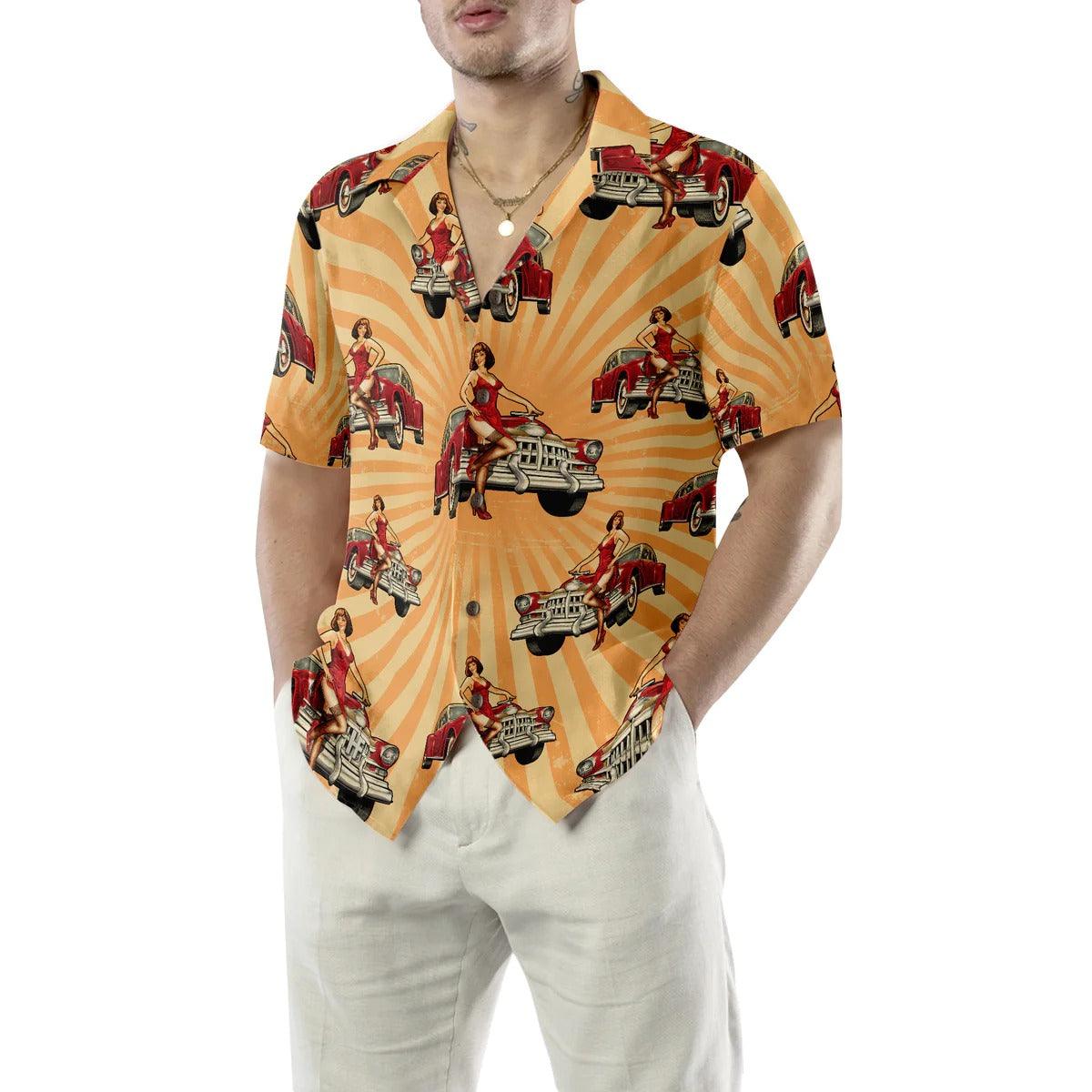 Vintage Car Hawaiian Shirt, Vintage Car And Chick For Dinner Hawaiian Shirt, Summer Aloha Shirt - Perfect Gift For Men, Women, Friend, Family - Image 6