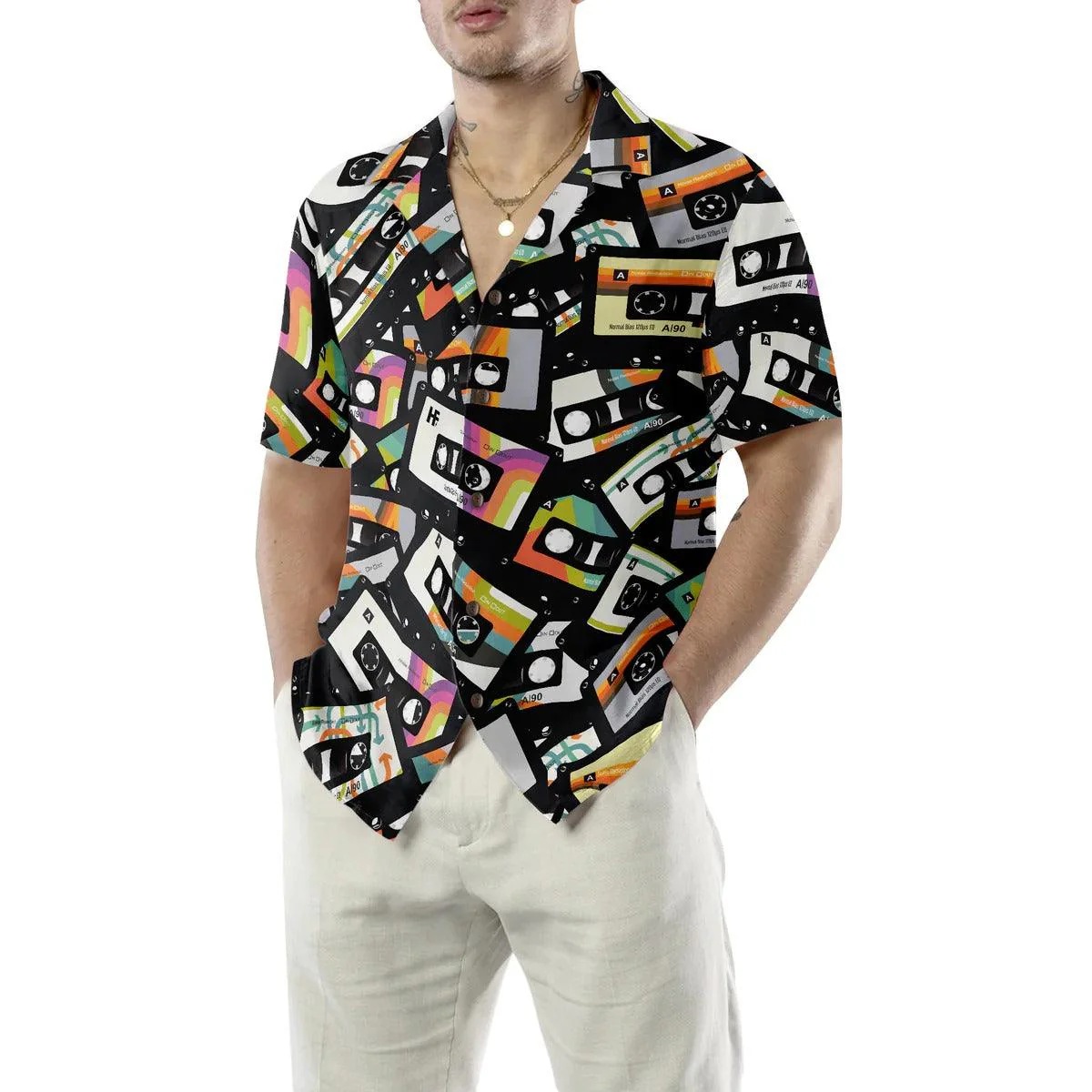 Vintage Cassette Tape Hawaiian Shirt, Retro Cassette Hawaiian Shirt, Vintage Aloha Shirt - Perfect Gift For Men, Women, Husband, Wife, Friend, Family - Image 6