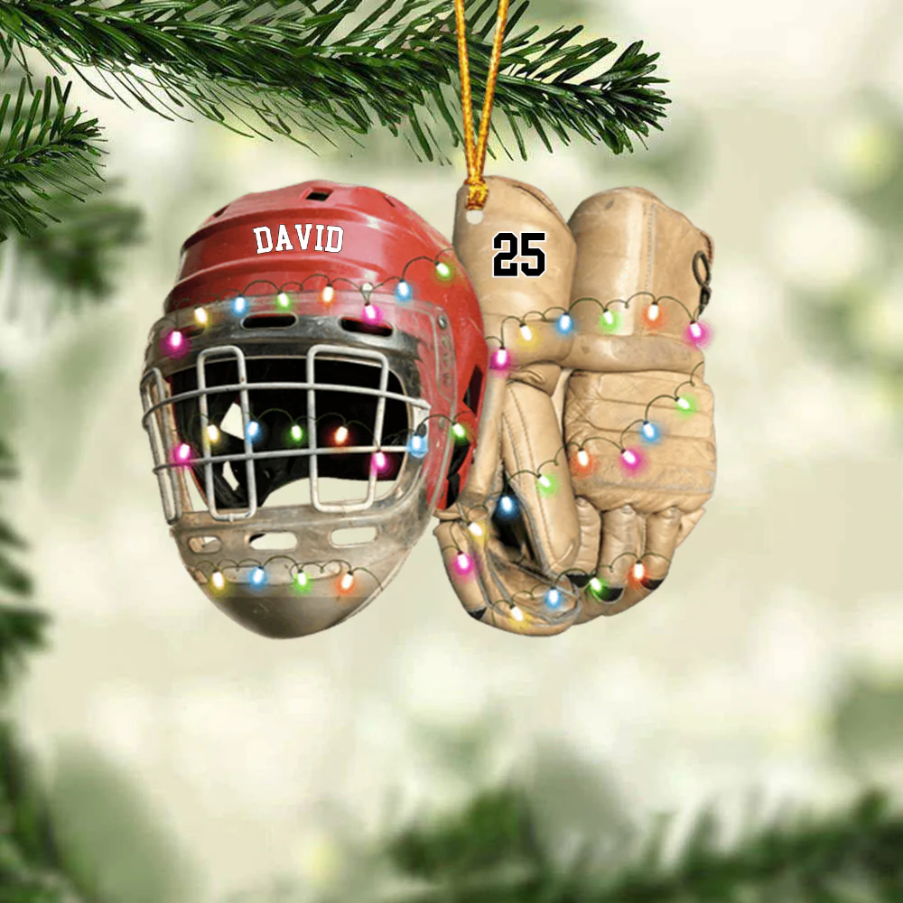 Vintage Hockey Equipment - Personalized Hockey Acrylic Christmas Ornament - Christmas Gift For Hockey Lovers, Hockey Team - Image 3