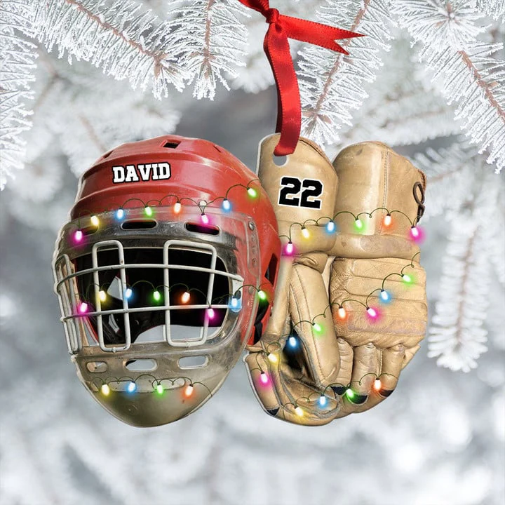 Vintage Hockey Equipment - Personalized Hockey Acrylic Christmas Ornament - Christmas Gift For Hockey Lovers, Hockey Team - Image 4