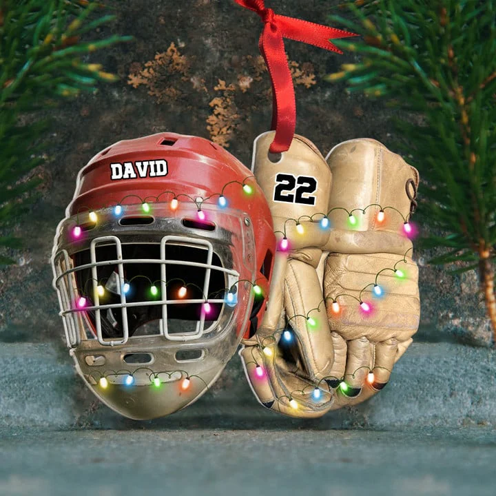 Vintage Hockey Equipment - Personalized Hockey Acrylic Christmas Ornament - Christmas Gift For Hockey Lovers, Hockey Team - Image 5