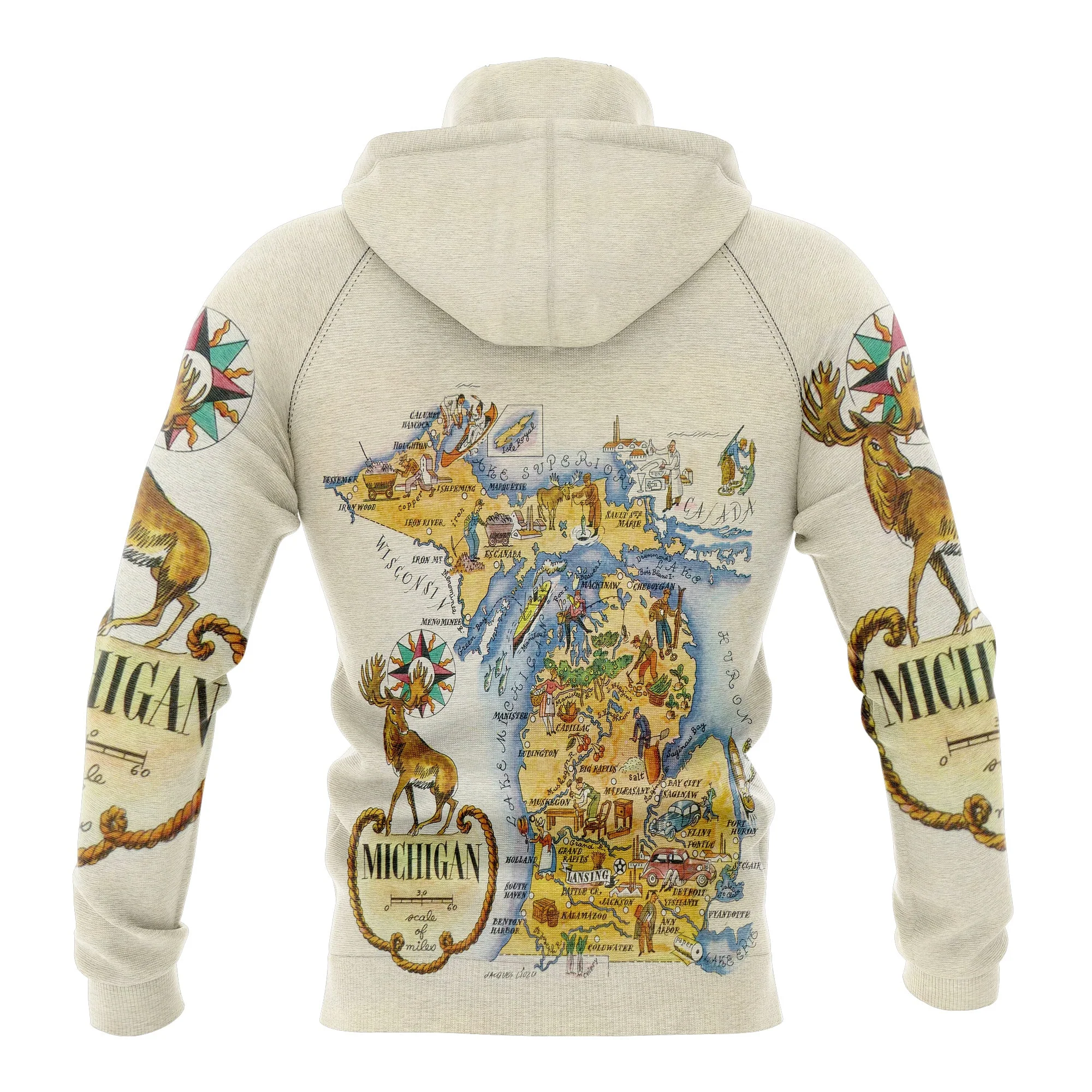 Vintage Michigan Map Pullover Premium Hoodie, Perfect Outfit For Men And Women On Christmas New Year Autumn Winter - Image 2