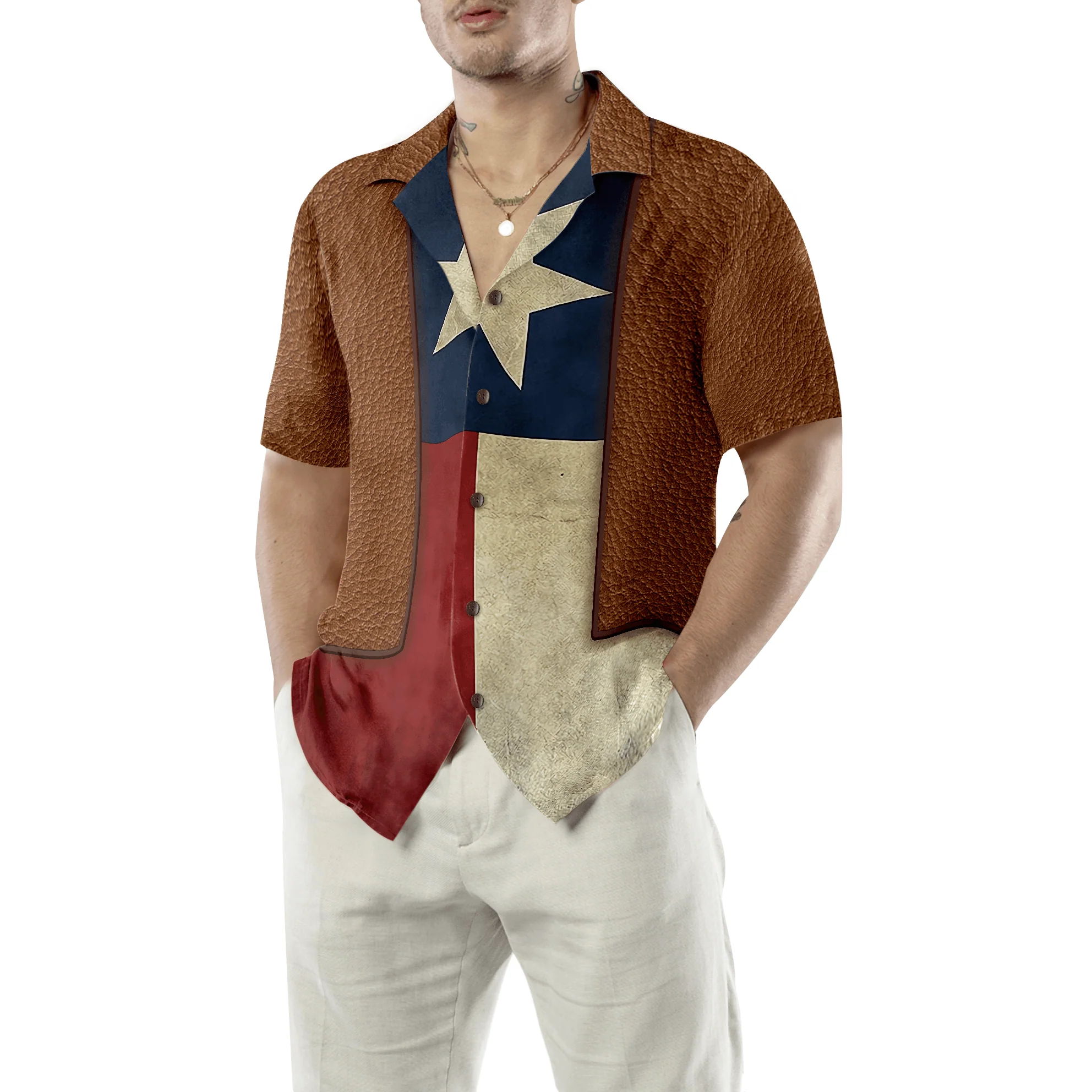Vintage Texas Flag Hawaiian Shirt, The Lone Star State Cowboy Style Texas 1845, Summer Aloha Shirt, Perfect Gift For Men Women - Image 6