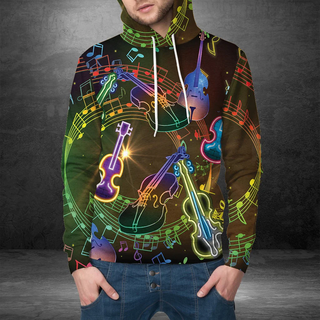 Violin Neon Light Pullover Premium Hoodie, Perfect Outfit For Men And Women On Christmas New Year Autumn Winter - Image 2