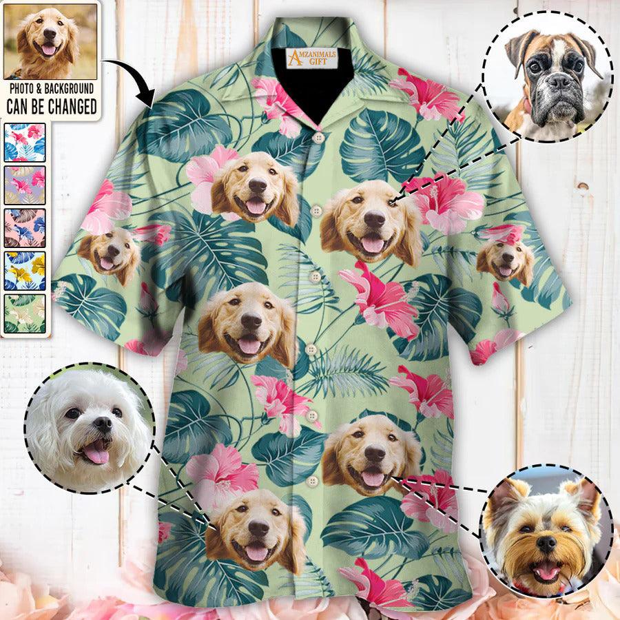 Vizsla Custom Face Aloha Hawaiian Shirts With Dog Face - Custom Dog Face Photo With Tropical Pattern Personalized Aloha Hawaiian Shirts - Image 2