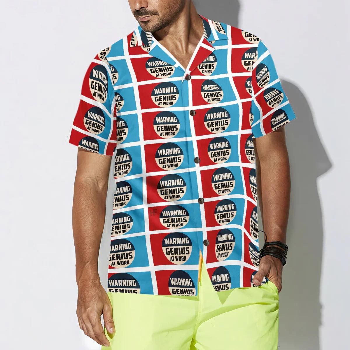 Warning Genius Work Vintage Hawaiian Shirt, Warning Vintage Hawaiian Shirt, Summer Aloha Shirt - Perfect Gift For Men, Women, Husband, Friend, Family - Image 5