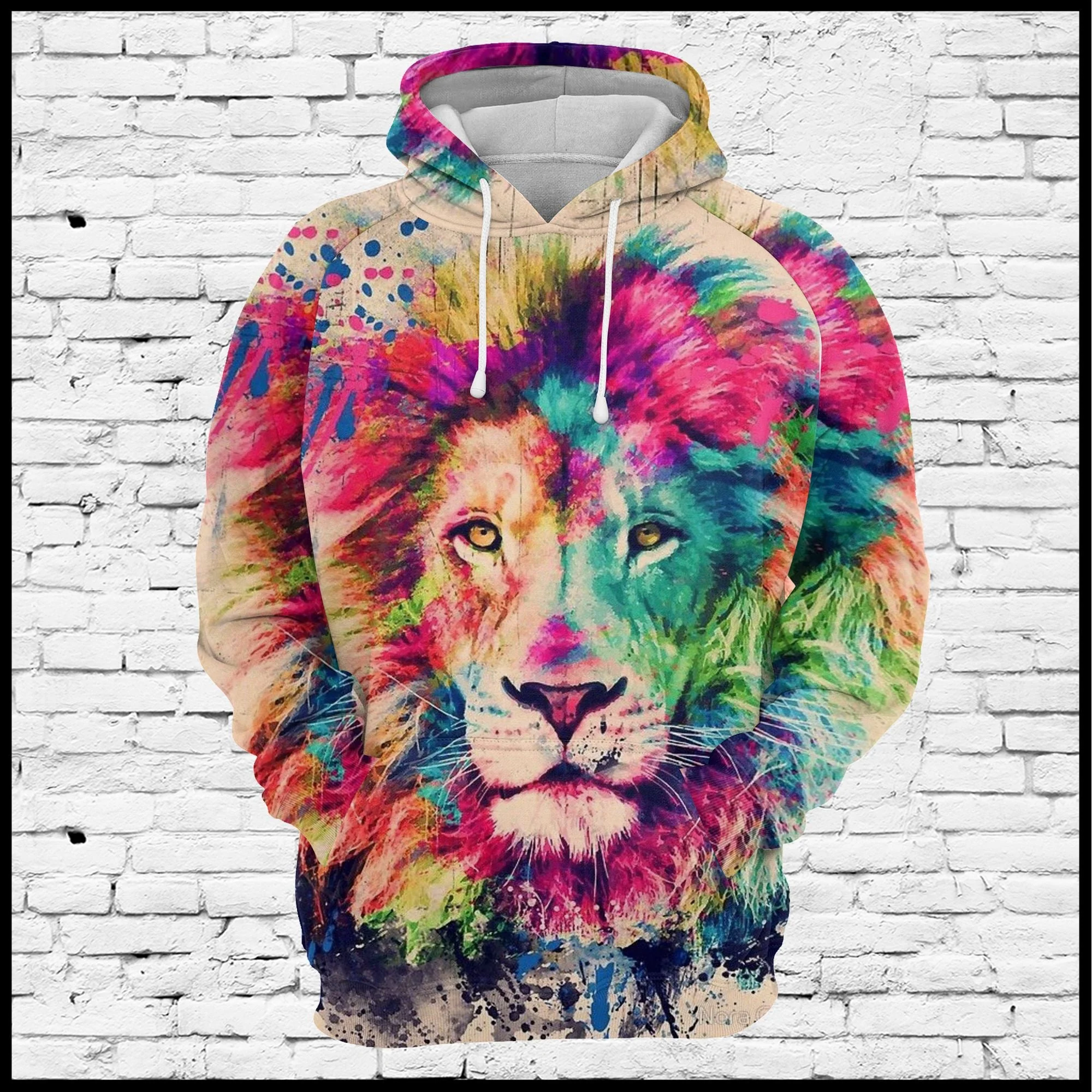 Watercolor Lion Pullover Premium Hoodie, Perfect Outfit For Men And Women On Christmas New Year Autumn Winter - Image 3