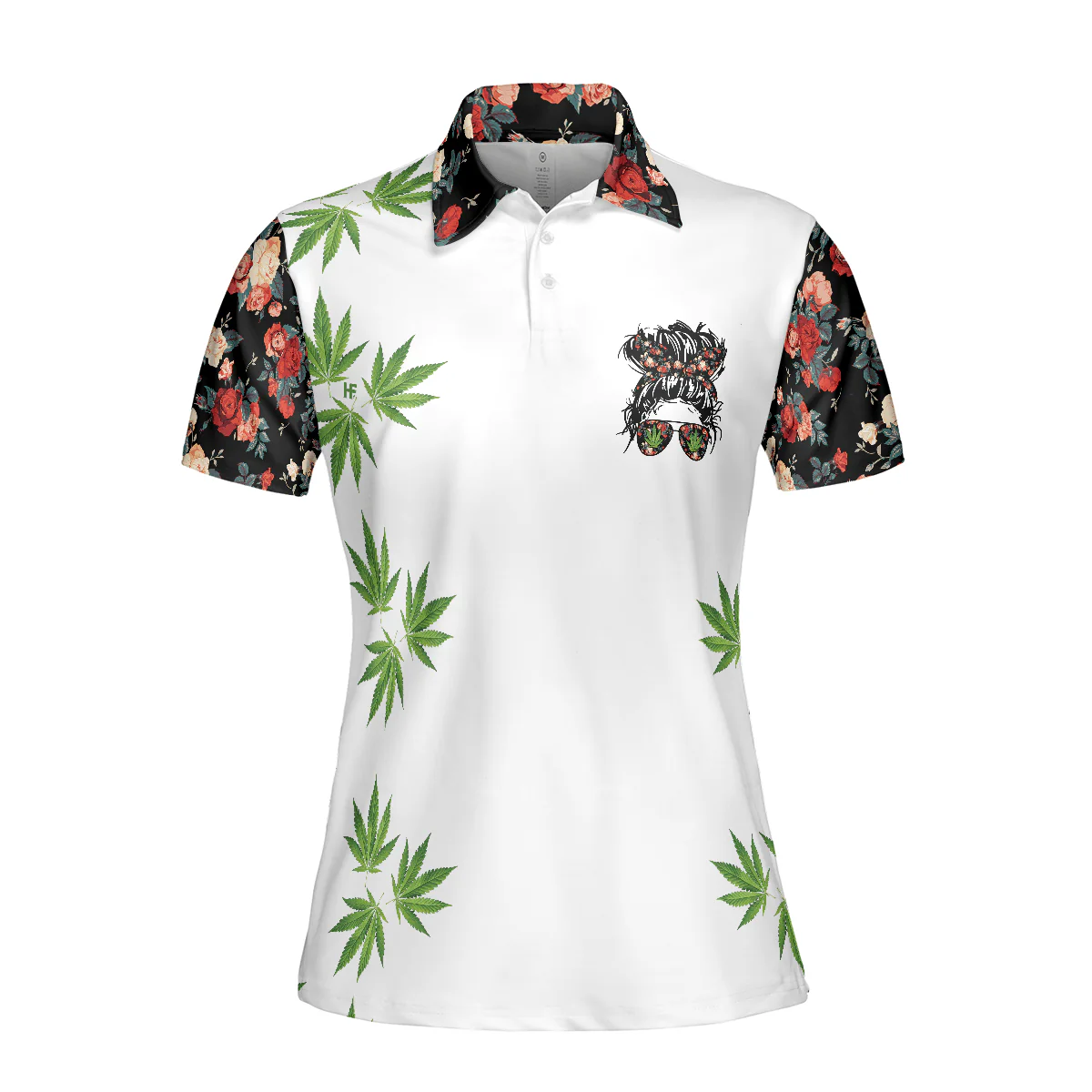 Weekend Forecast Smoking Weed Women Polo Shirt, Floral And Weed Leaf Graphics Women Polo Shirt - Perfect Gift For Female, Ladies, Girls - Image 4