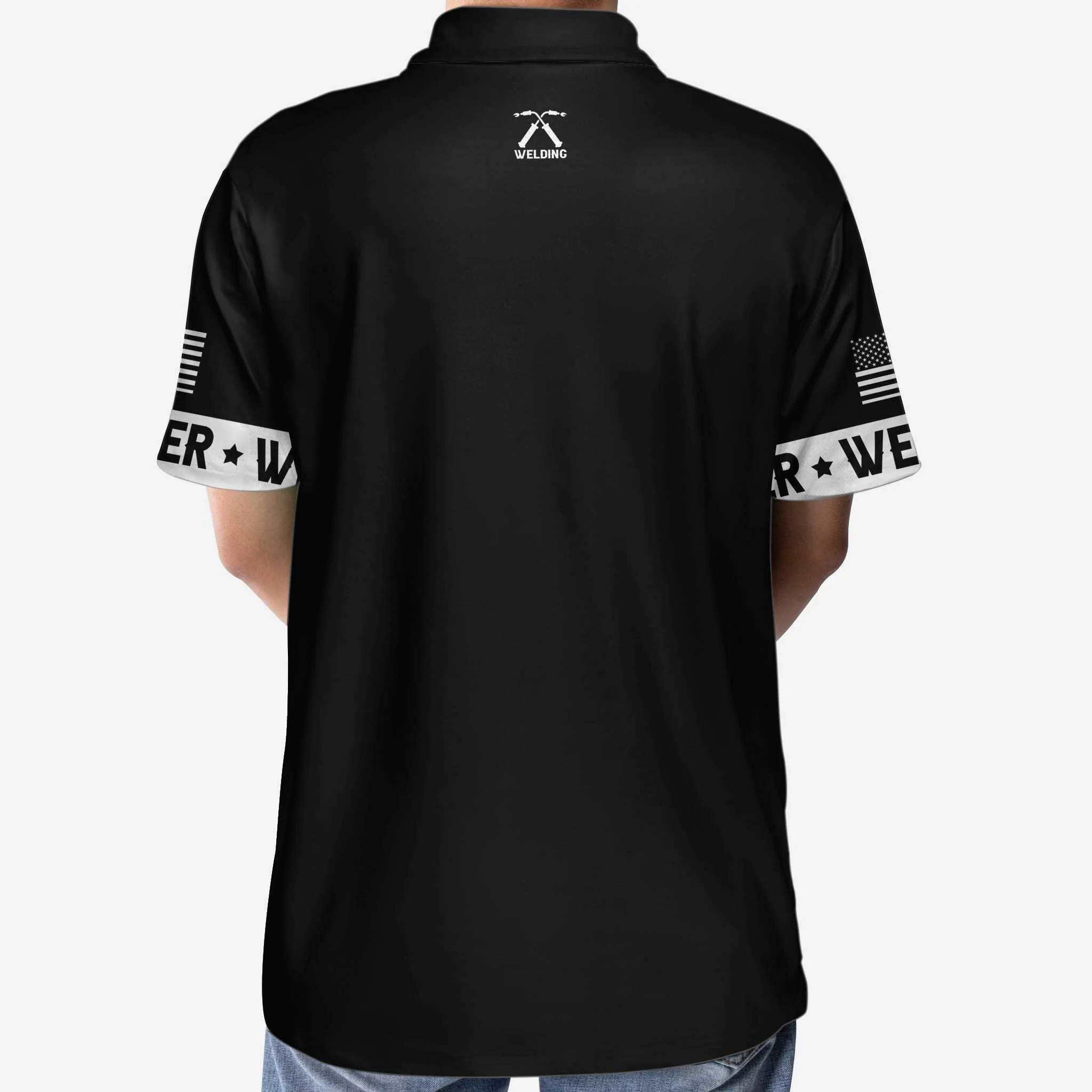 Welder Men Polo Shirt, The Man The Myth The Legend Polo Shirt, Black And White American Flag Welder Shirt - Perfect Gift For Men, Welders - Image 5