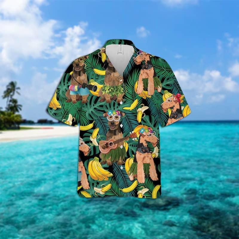 Welsh Terrier Hawaiian Shirt, Tropical Leaves Aloha Shirt For Men - Perfect Gift For Welsh Terrier Lovers, Husband, Boyfriend, Friend, Family - Image 2