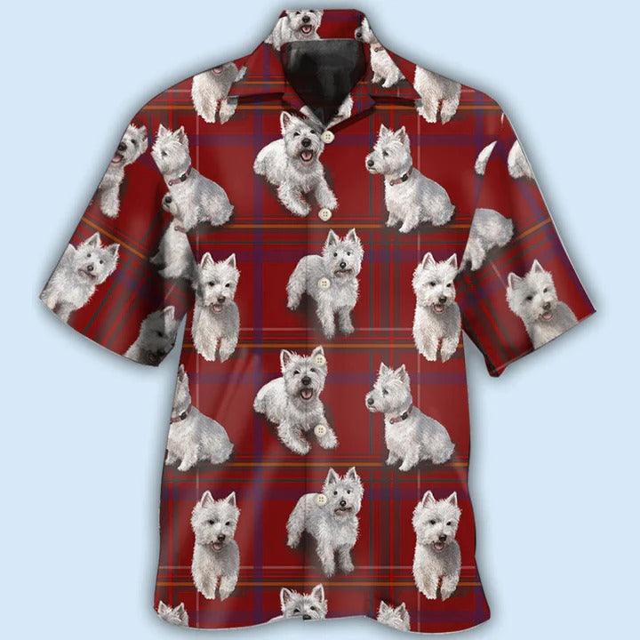 West Highland Terrier Aloha Hawaii Shirt - Dog Lover Red Background Hawaiian Shirt For Summer - Perfect Gift For Dog Lovers, Friend, Family