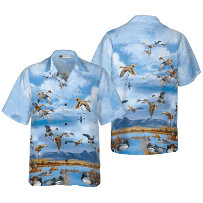 Wild Duck Keep Your Freedom Hawaiian Shirt, Duck Aloha Shirt For Men - Perfect Gift For Husband, Boyfriend, Friend, Family - Image 2