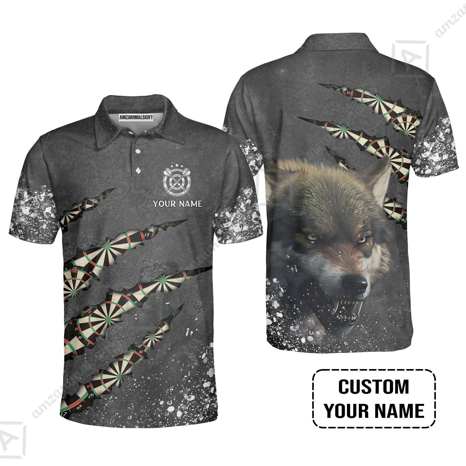 Wolf And Darts Custom Name Hoodie, Darts Paint Splash Personalized Hoodie - Image 5
