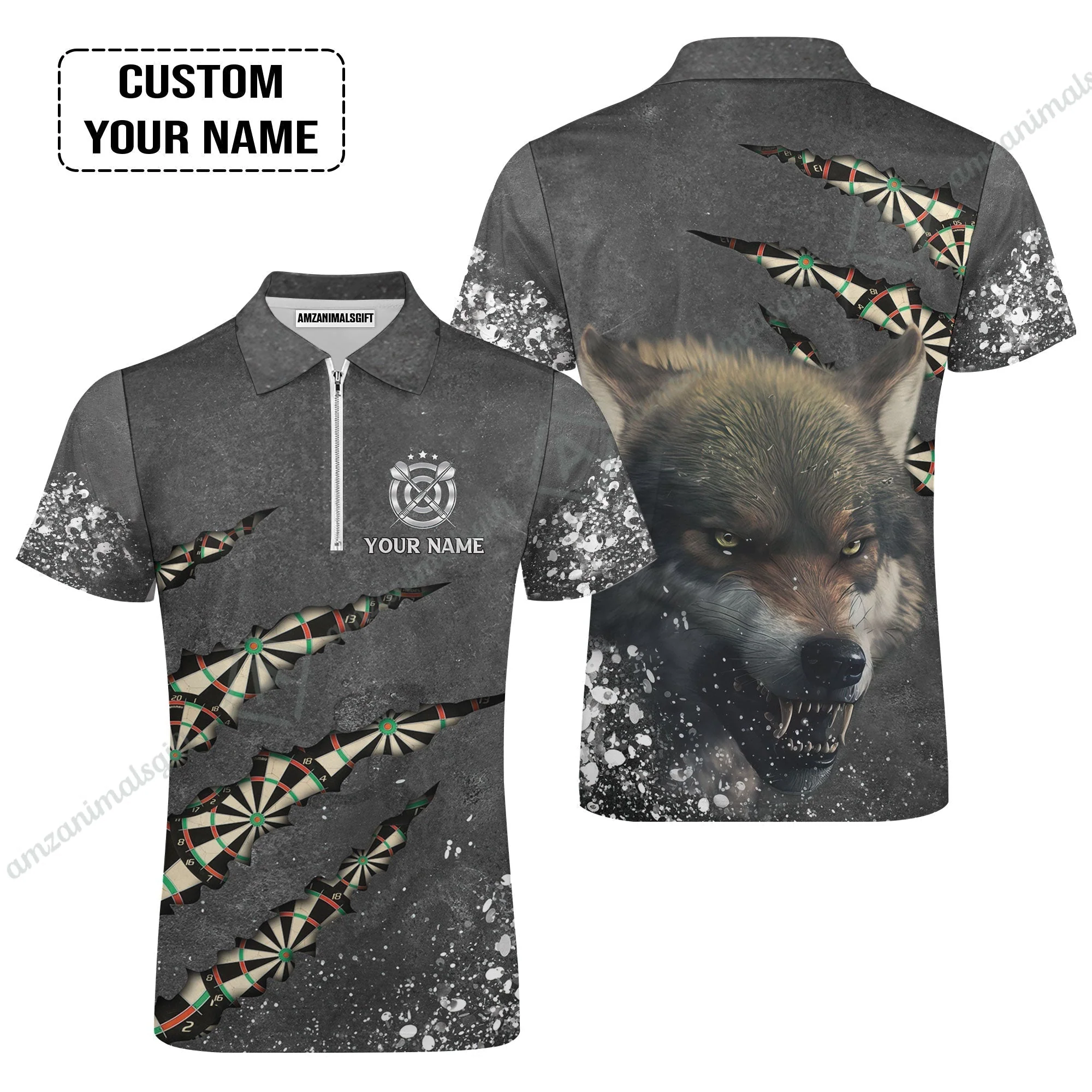 Wolf And Darts Custom Name Sweatshirt, Darts Paint Splash Personalized Sweatshirt - Image 4