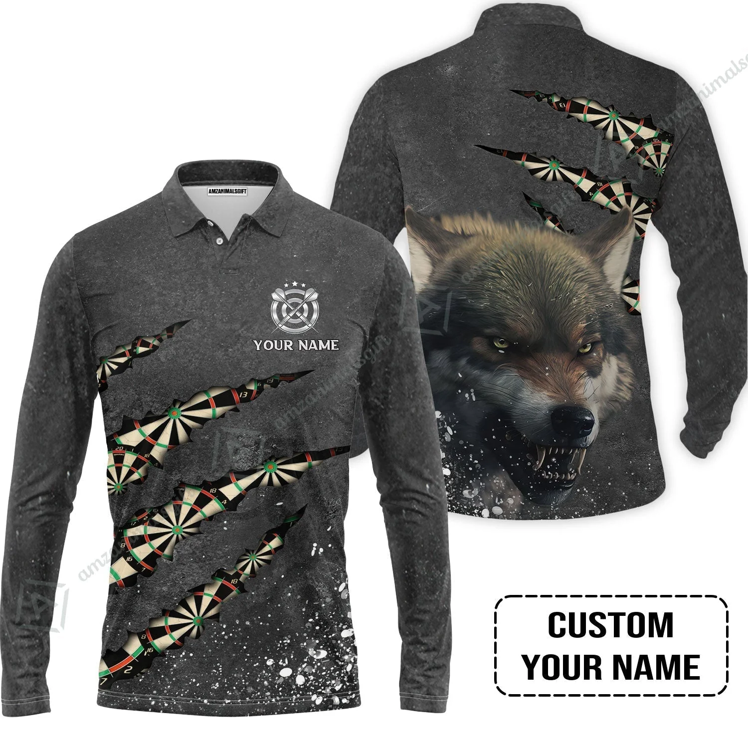 Wolf And Darts Custom Name Sweatshirt, Darts Paint Splash Personalized Sweatshirt - Image 5