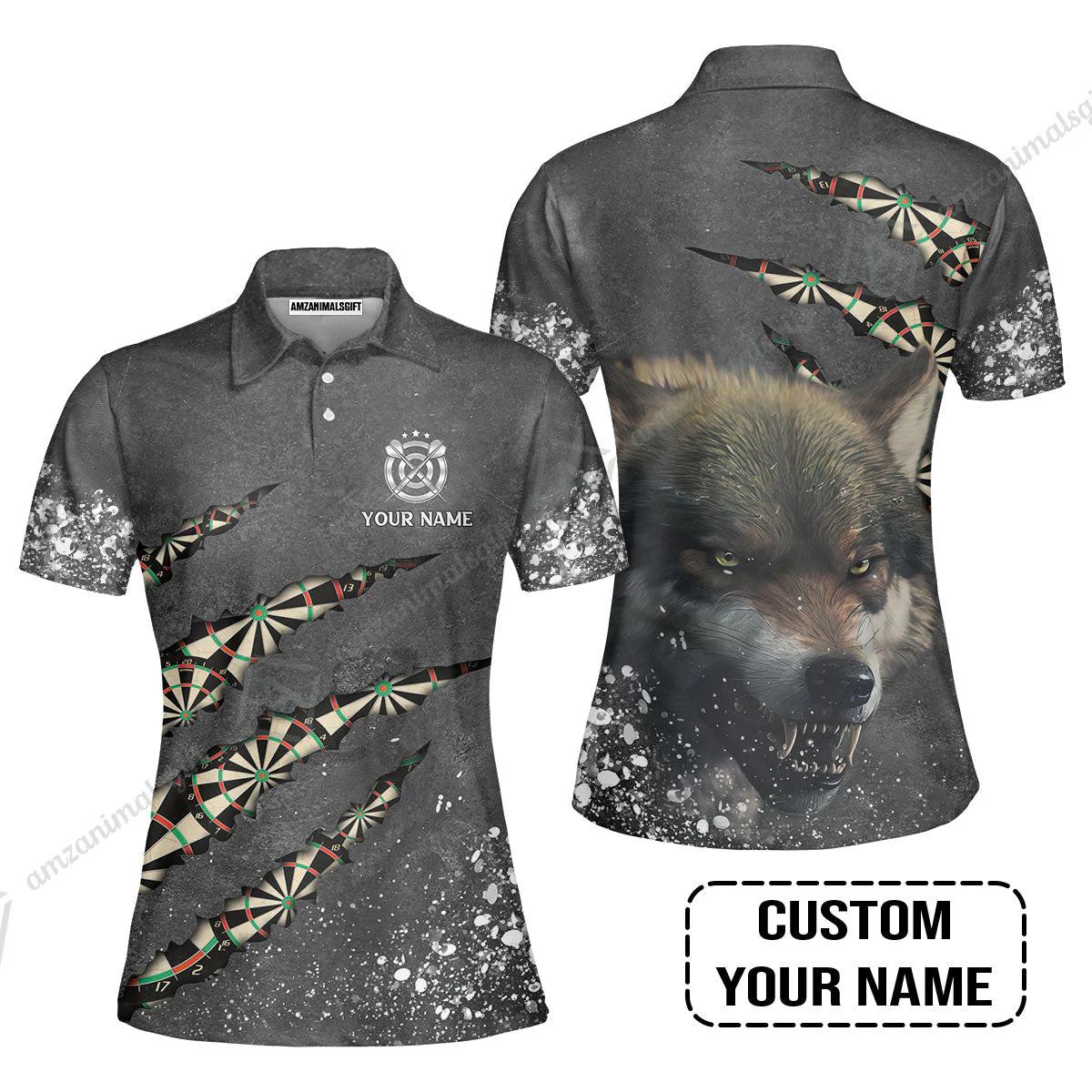 Wolf And Darts Custom Name Sweatshirt, Darts Paint Splash Personalized Sweatshirt - Image 7