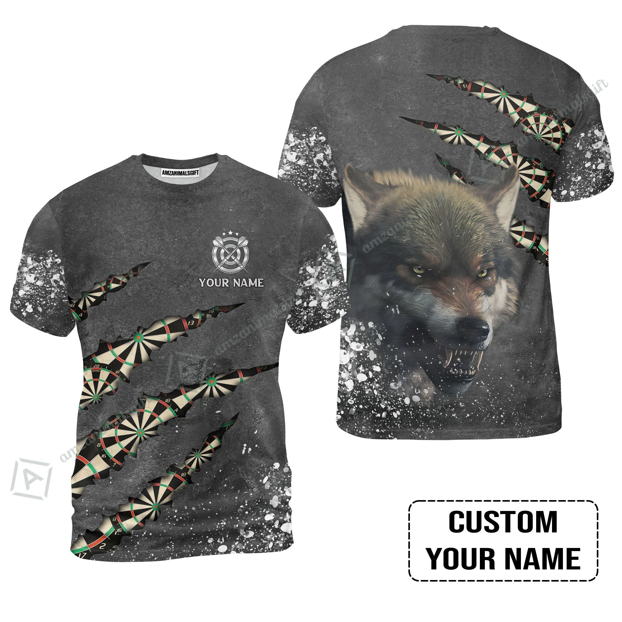 Wolf And Darts Custom Name Sweatshirt, Darts Paint Splash Personalized Sweatshirt - Image 9