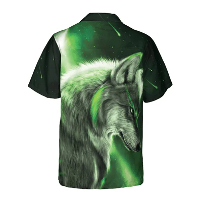 Wolf Hawaiian Shirt, Fantasy Green Wolf Aloha Shirt For Men - Perfect Gift For Husband, Boyfriend, Friend, Family - Image 4