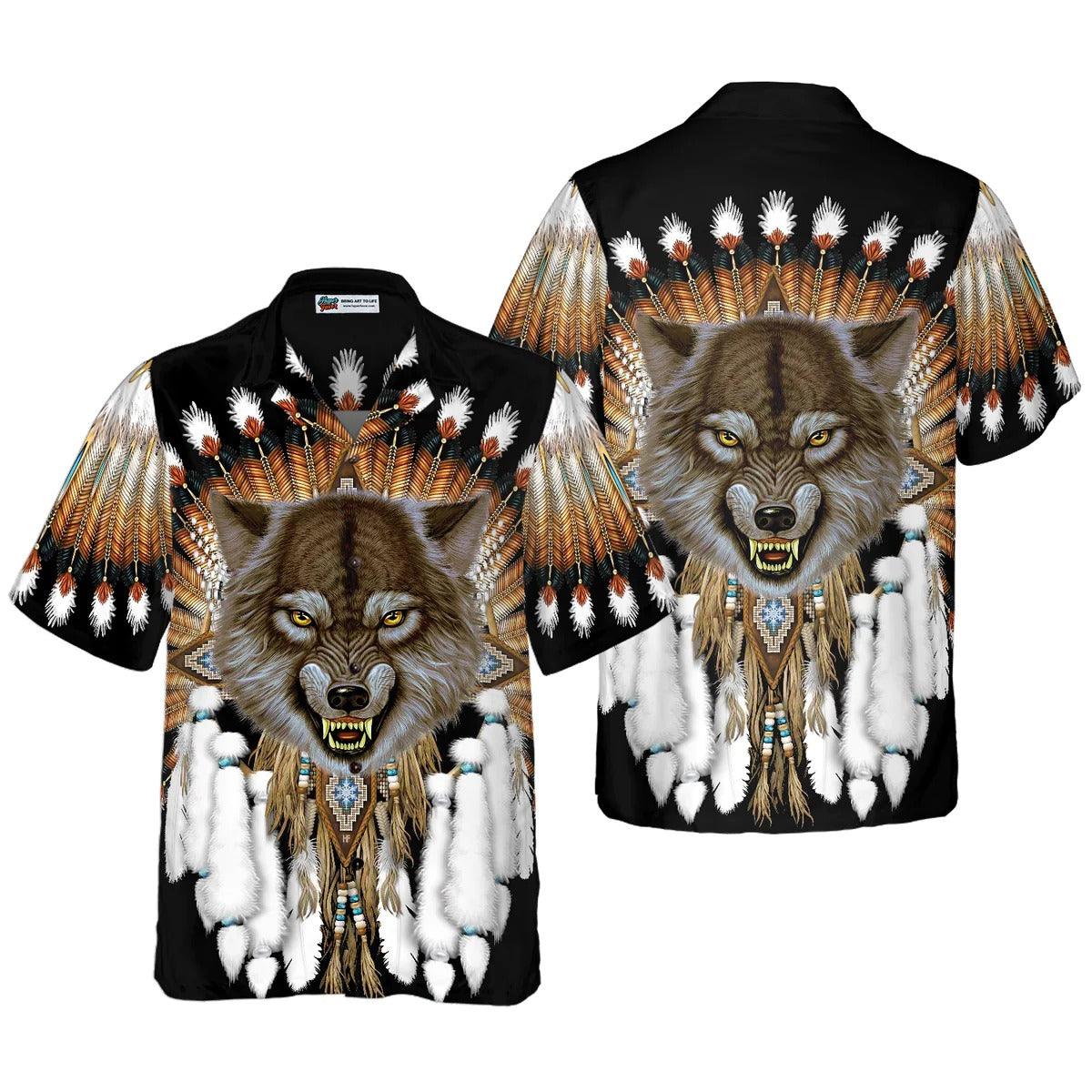 Wolf Hawaiian Shirt, Tribal Angry Wolf Shirt For Men Hawaiian Shirt - Perfect Gift For Wolf Lovers, Husband, Boyfriend, Friend, Family - Image 2