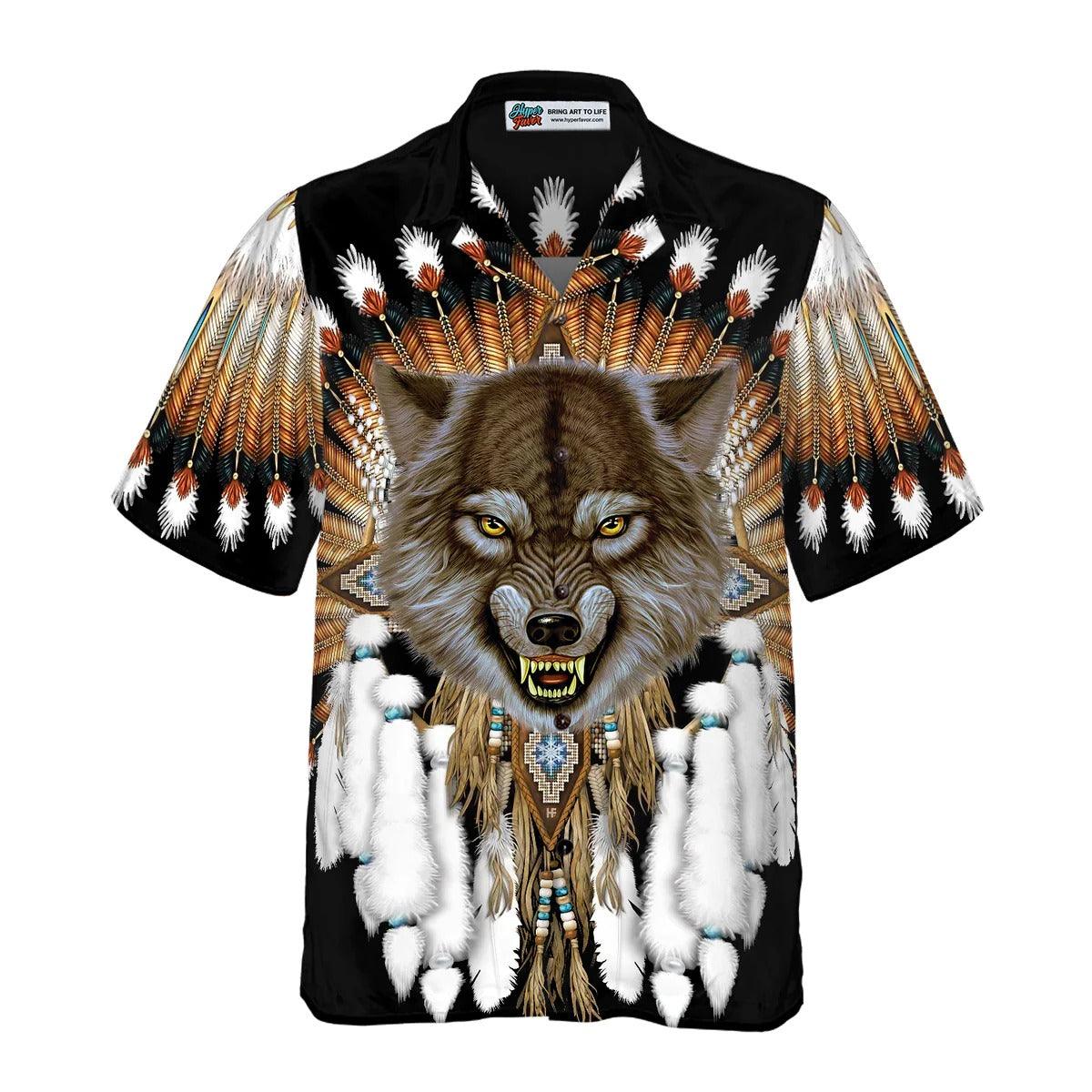 Wolf Hawaiian Shirt, Tribal Angry Wolf Shirt For Men Hawaiian Shirt - Perfect Gift For Wolf Lovers, Husband, Boyfriend, Friend, Family - Image 4