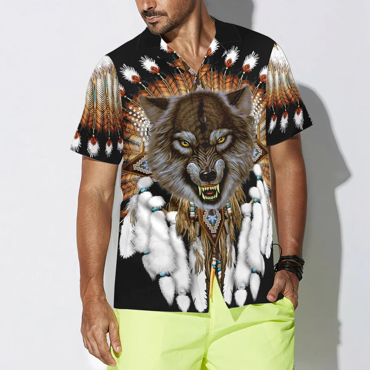 Wolf Hawaiian Shirt, Tribal Angry Wolf Shirt For Men Hawaiian Shirt - Perfect Gift For Wolf Lovers, Husband, Boyfriend, Friend, Family - Image 5