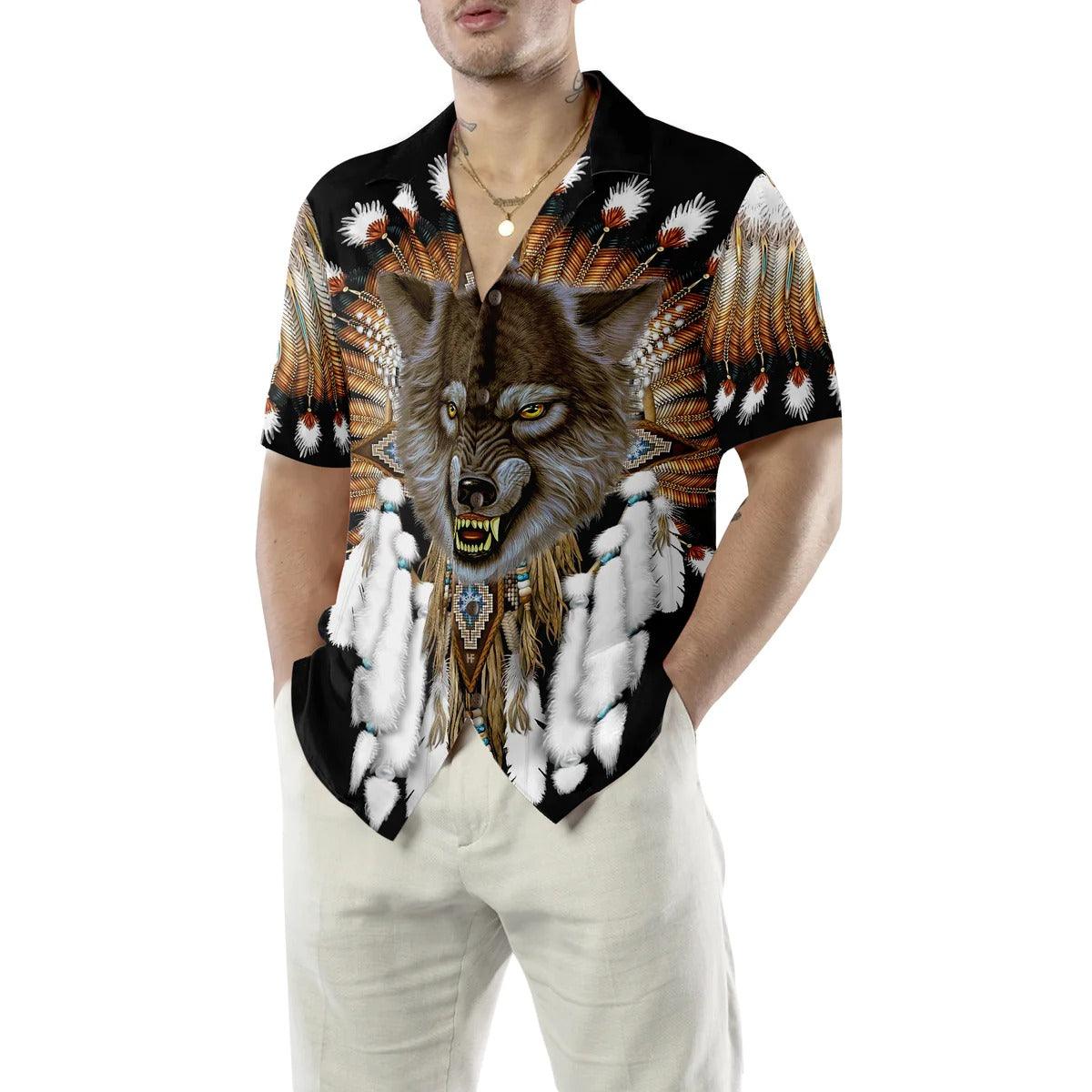 Wolf Hawaiian Shirt, Tribal Angry Wolf Shirt For Men Hawaiian Shirt - Perfect Gift For Wolf Lovers, Husband, Boyfriend, Friend, Family - Image 6