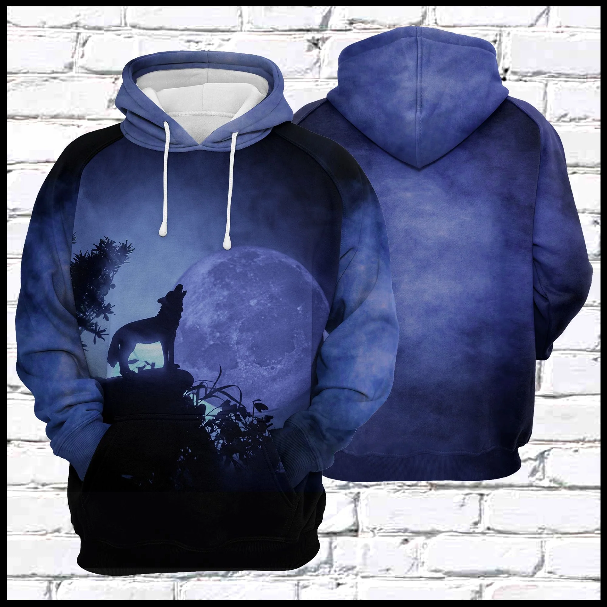 Wolf Night & Blue Moon Pullover Premium Hoodie, Perfect Outfit For Men And Women On Christmas New Year Autumn Winter - Image 2