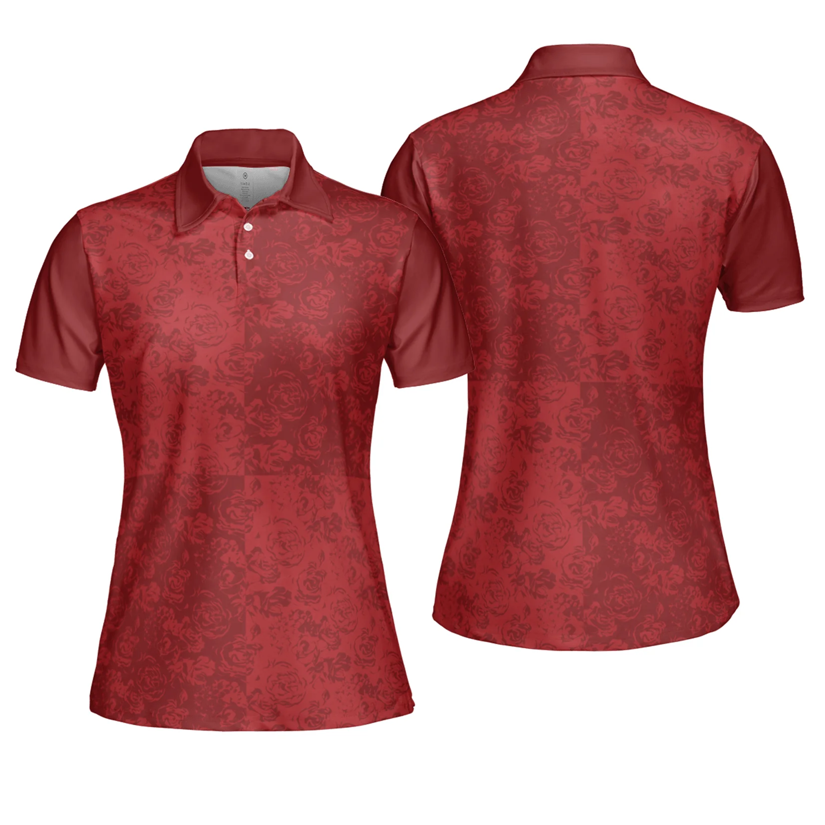 Women Polo Shirt, Rose Pattern Polo Shirts - Gift For Wife, Family, Girlfriend - Image 2