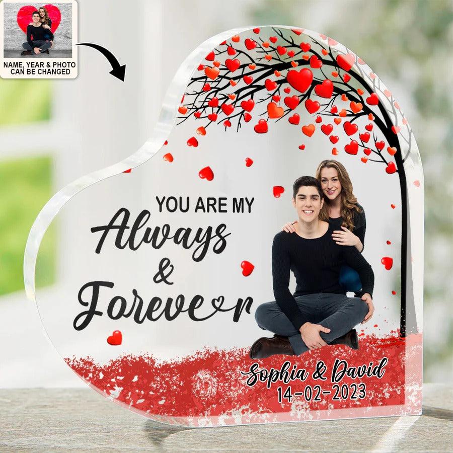 Women's Day, Valentine Shaped Acrylic Plaque - You Are My Always & Forever Custom Photo Personalized - Perfect Gift For Women's Day, Valentine - Image 2