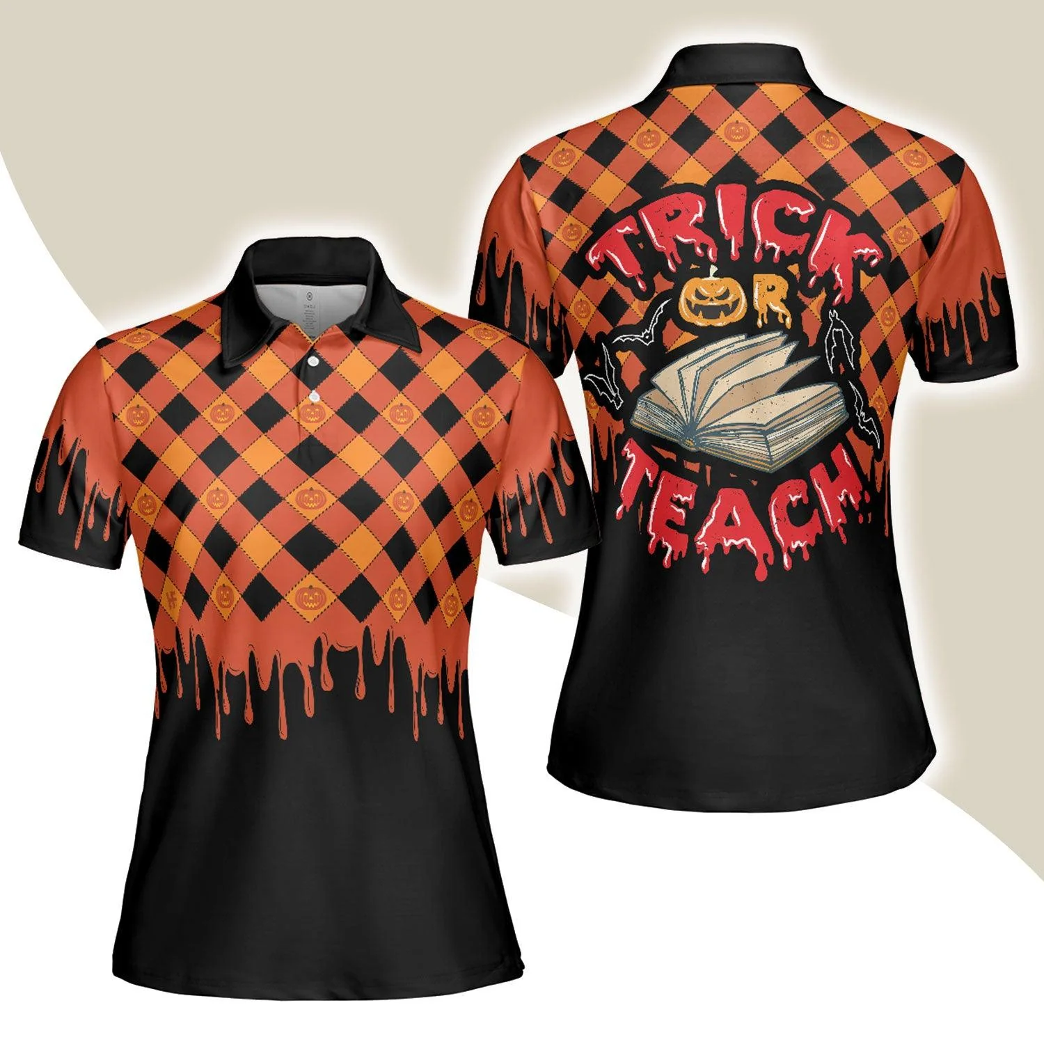 Womens Teacher Polo Shirt - Trick or Teach Women Polo Shirt, Halloween Shirt For Women - Perfect Gift For Women