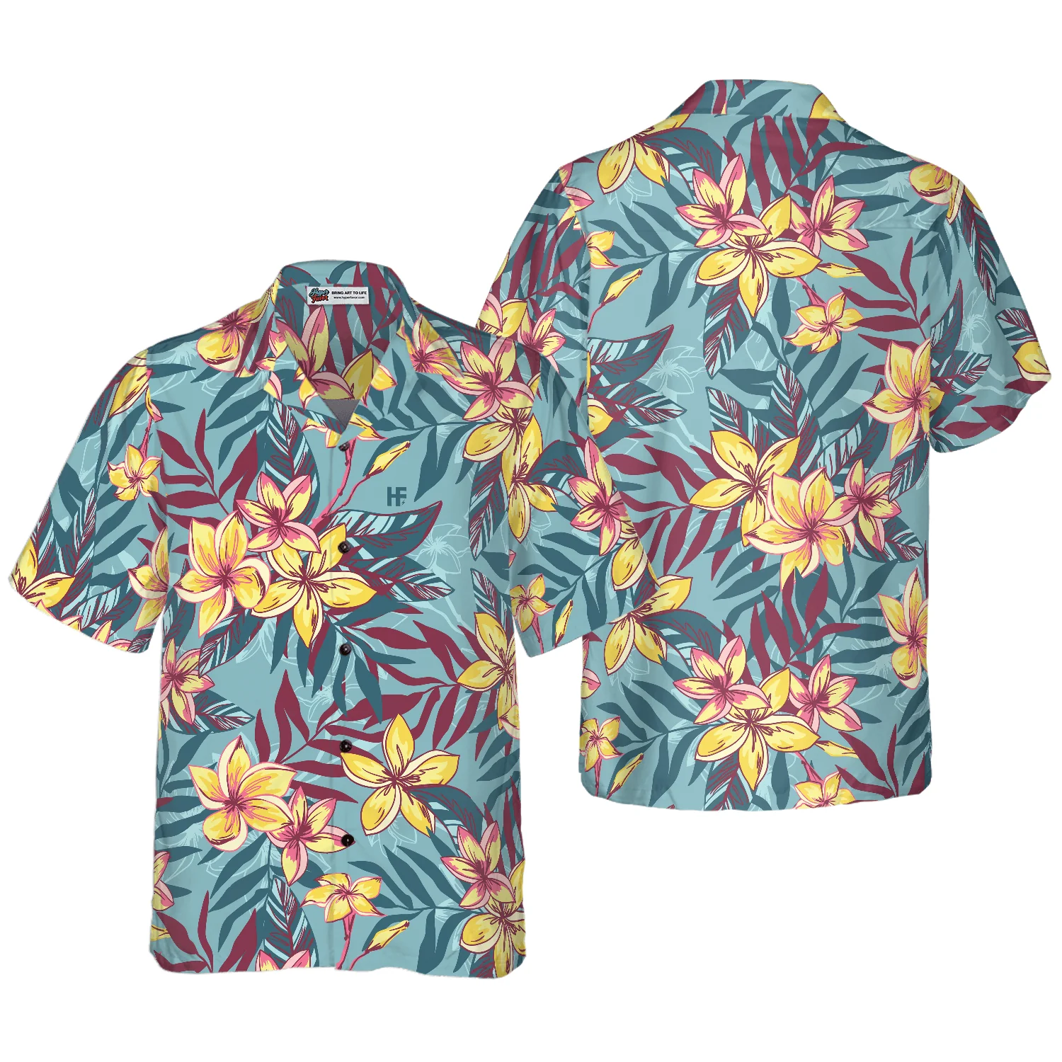 Yellow Floral Flower Hawaiian Shirt, Colorful Summer Aloha Shirt For Men Women, Perfect Gift For Friend, Team, Family - Image 2