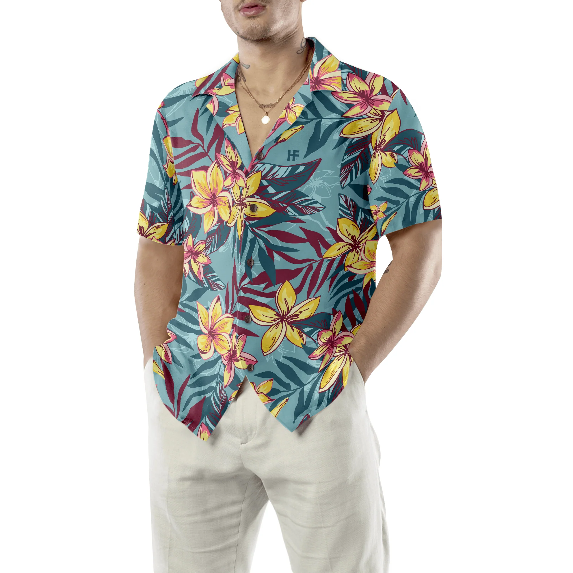 Yellow Floral Flower Hawaiian Shirt, Colorful Summer Aloha Shirt For Men Women, Perfect Gift For Friend, Team, Family - Image 6