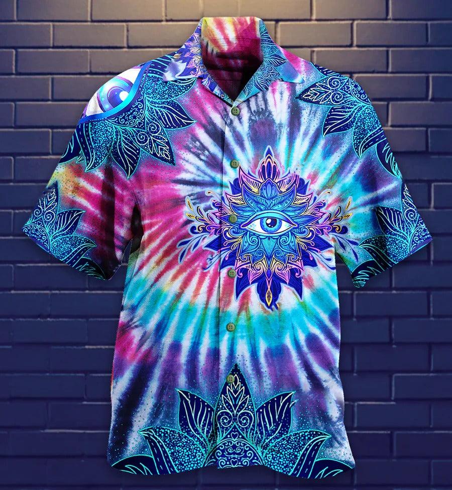 Yoga Aloha Hawaiian Shirt, Yoga Eyes Love Mandala Hawaiian Shirt For Summer, Yoga Aloha Shirt - Perfect Gift For Men, Women, Yoga Lover, Friend