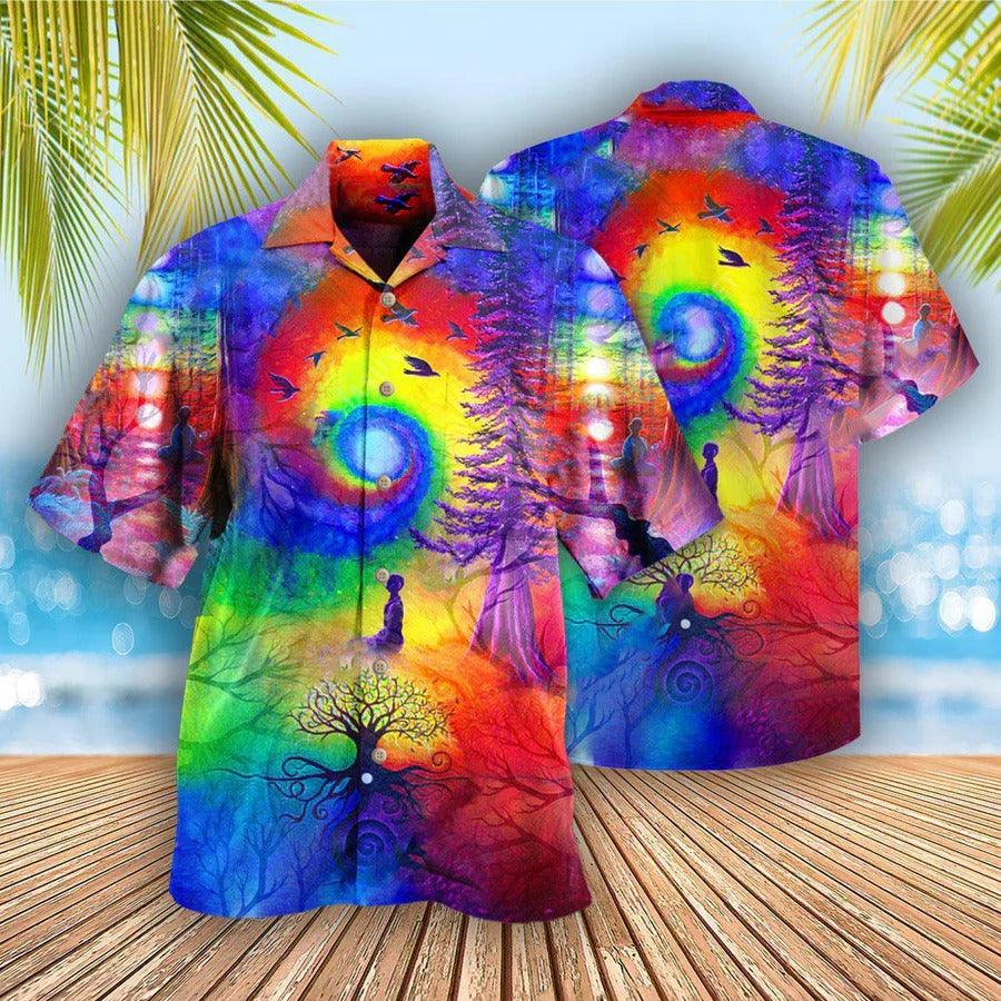 Yoga Aloha Hawaiian Shirt, Yoga Meditation Is Being In Tune With Your Inner Universe Aloha Shirt - Perfect Gift For Men, Women, Yoga Lover, Friend