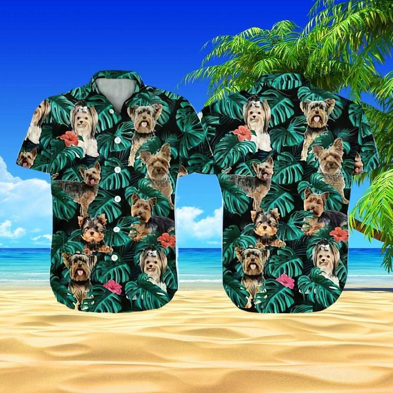 Yorkshire Terrier Aloha Hawaiian Shirt - Yorkshire Terrier Tropical Leaves Hawaiian Shirt, Tropical Coconut Hawaiian Shirt For Men & Women, Dog Lover